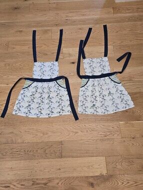 Pair of Anthropologie Child Aprons Owls Bunnies w/Pockets